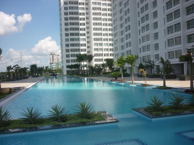 Cho thuê gấp căn hộ Phú Hoàng Anh 2PN, nhà trống, lầu cao, view hồ bơi, 8,5 triệu/tháng