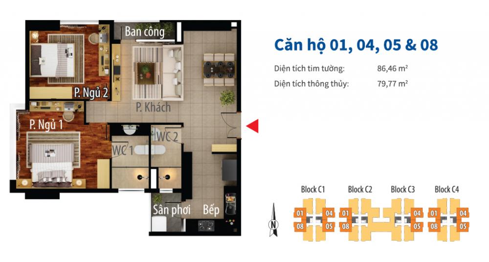 Cho thuê gấp căn hộ Block C, Him Lam Chợ Lớn, 2PN, 2WC. Giá thuê từ 10.5 triệu/tháng