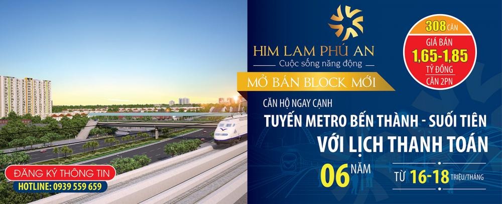 Him Lam Phú An tháng 8/2018 nhận nhà, 69m2, 2PN, chỉ cần 45% nhận nhà, LH: 096.3456.837