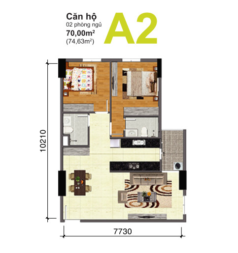 Cho thuê căn góc chung cư Bộ Công An, quận 2, 2PN tầng cao, view thoáng mát full nội thất