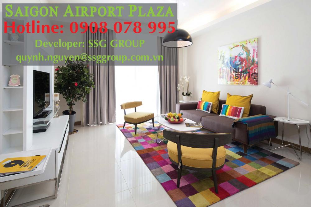 CĐT SSG Group cho thuê gấp CH 2 PN, đủ NT, giá 19 tr/th tại Sài Gòn Airport Plaza. PKD 0908078995