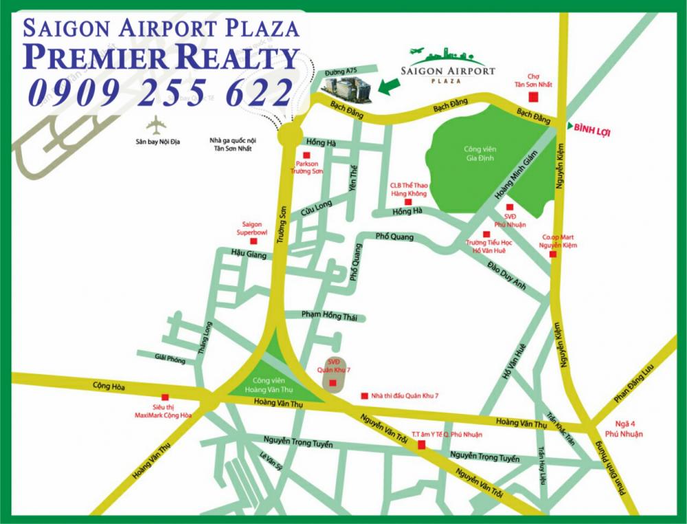 HOTLINE PKD 0909 255 622 - SAIGON AIRPORT PLAZA, CHO THUÊ GẤP CH 3PN - 126M2, TẦNG TRUNG, VIEW CỰC ĐẸP
