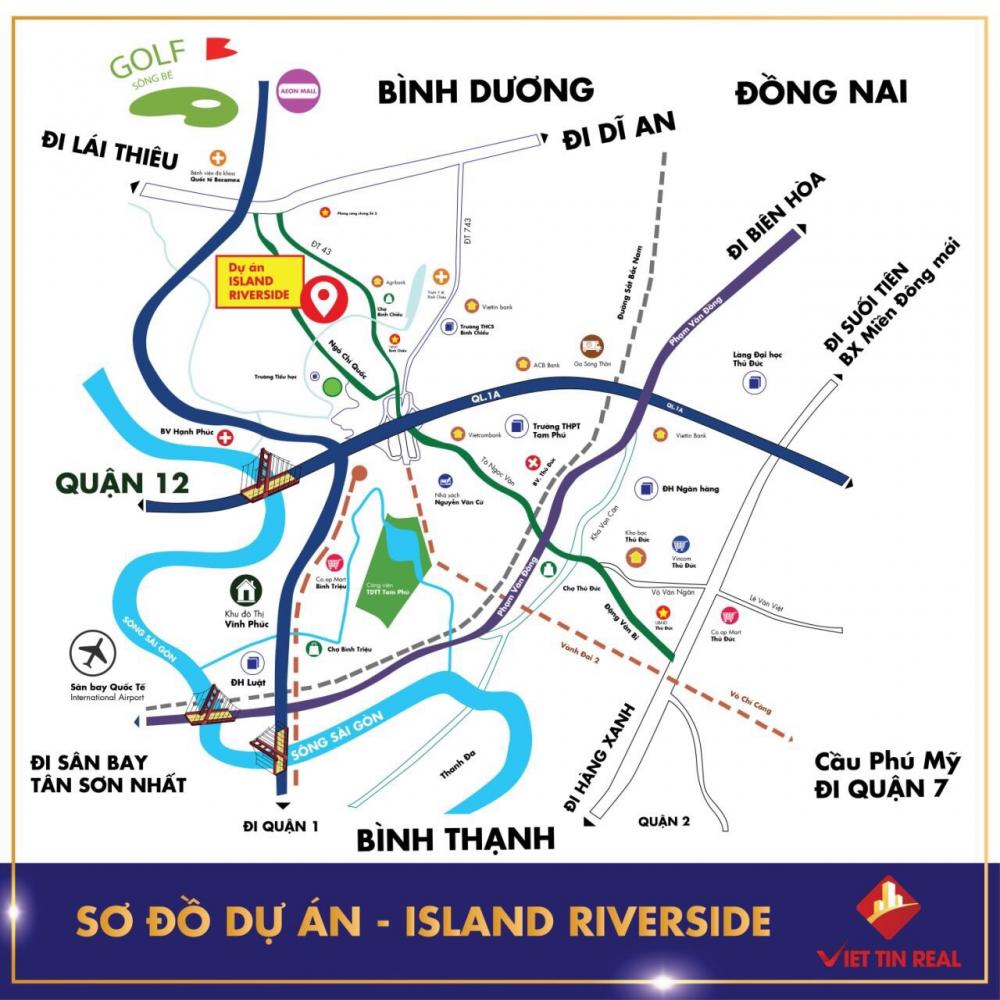 Đất nền Island Riverside, đường Ngô Chí Quốc, P. Bình Chiểu, Q.Thủ Đức. Giá chỉ từ 25tr/m2. 📞Gọi