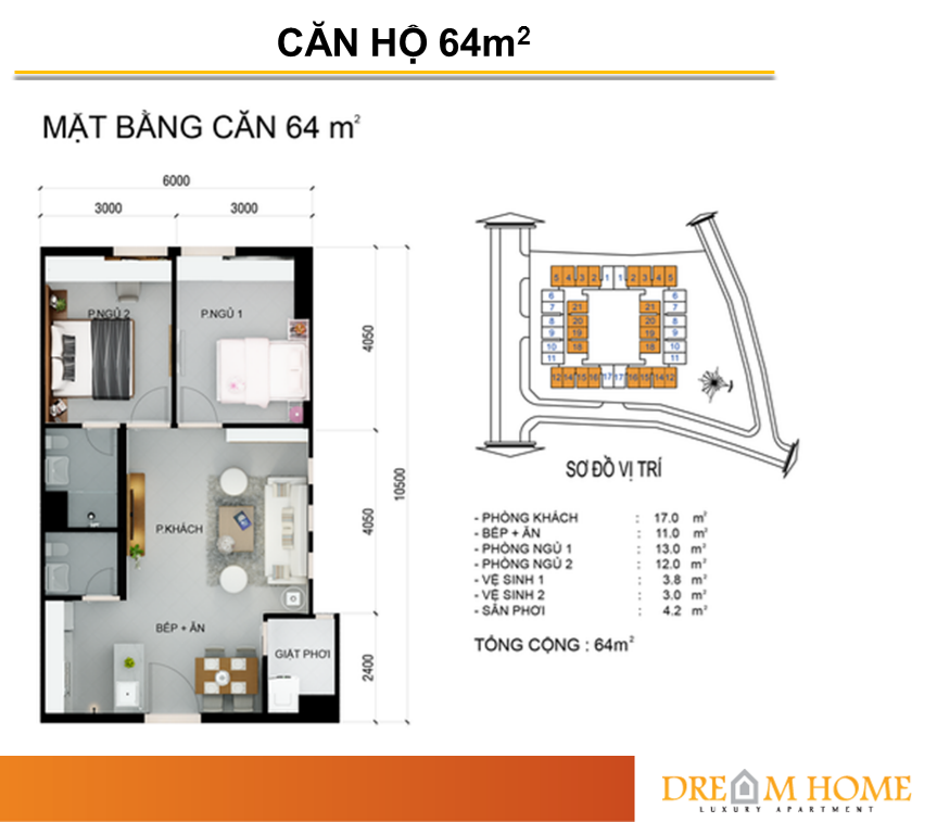 Cho thuê căn hộ chung cư Dream Home Luxury, P14, GV, 64m2, 7 tr/th.