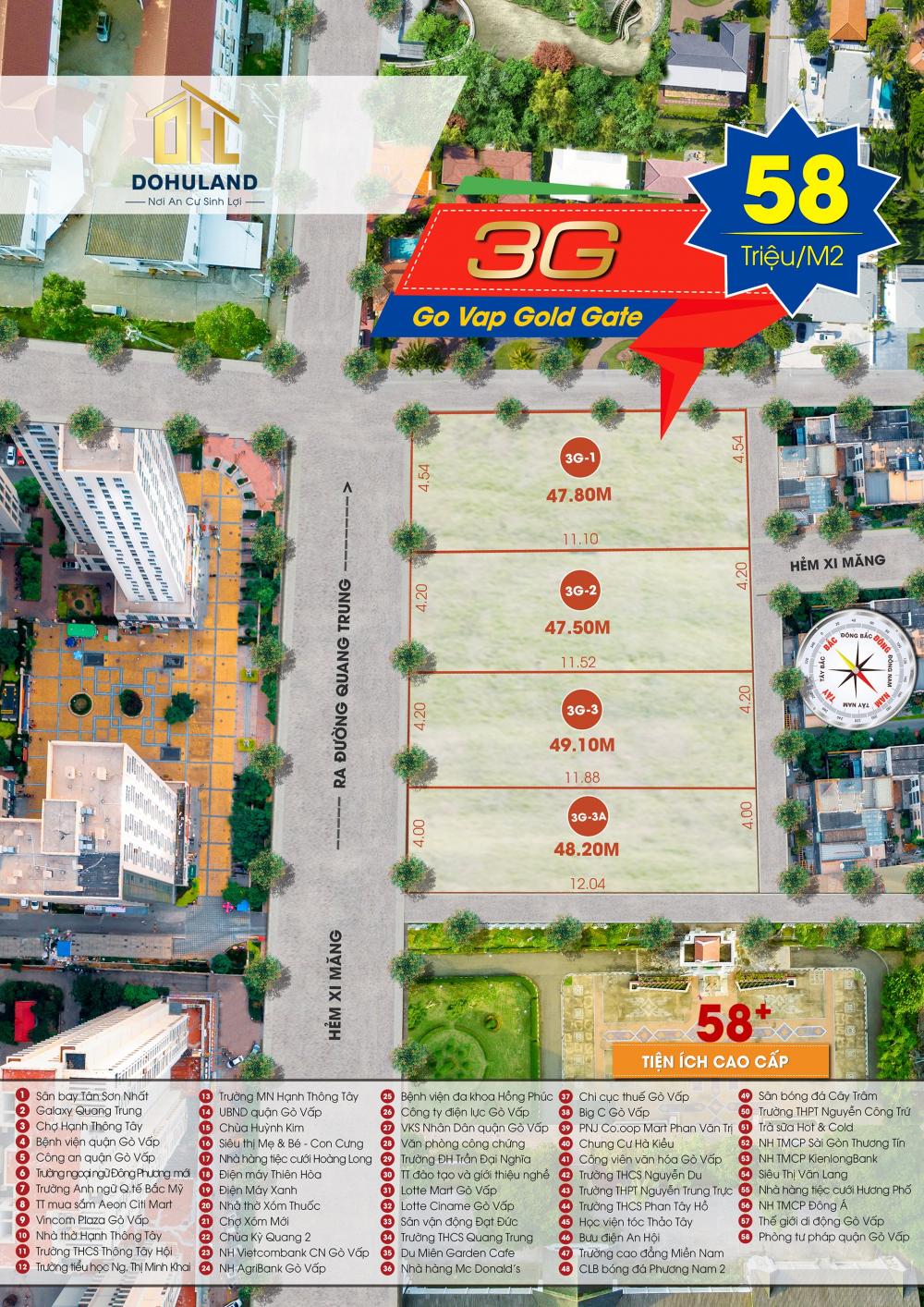 Dự án 3G ở Quang Trung, Phường 11, Gò Vấp, Tp.HCM diện tích 49m2  giá 63 Triệu/m²/tháng