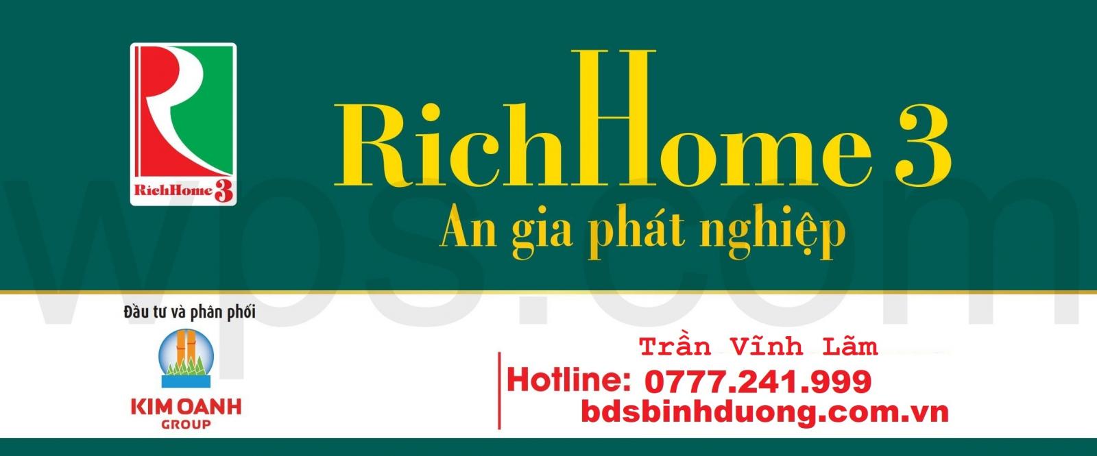 Richhome3- Khu nhà ở an sinh xã hội ngay trung tâm Thị xã Bến Cát