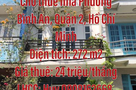 Chính Chủ Cho thuê nhà Địa chỉ: 6G20 hẻm 151 Đường Trần Não, Phường Bình An, Quận 2, Hồ Chí Minh