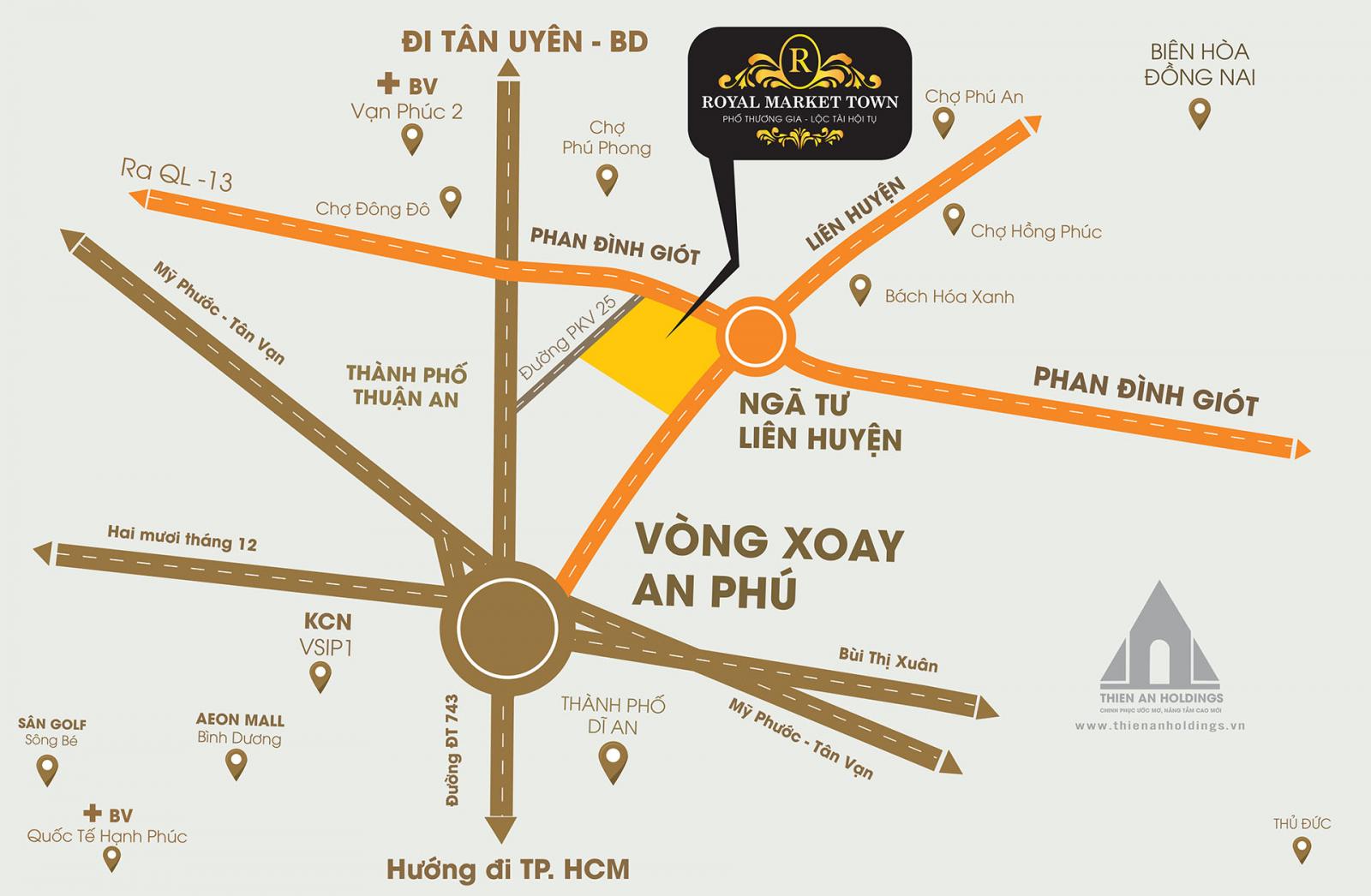 Chỉ 23tr/m2 Đất Nền Kèm Sổ Đỏ Khu Đô Thị Mới Thuận An Bình Dương Royal Market Town
