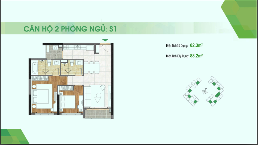 Căn hộ Sadora Đại Quang Minh, 2PN, 18 triệu