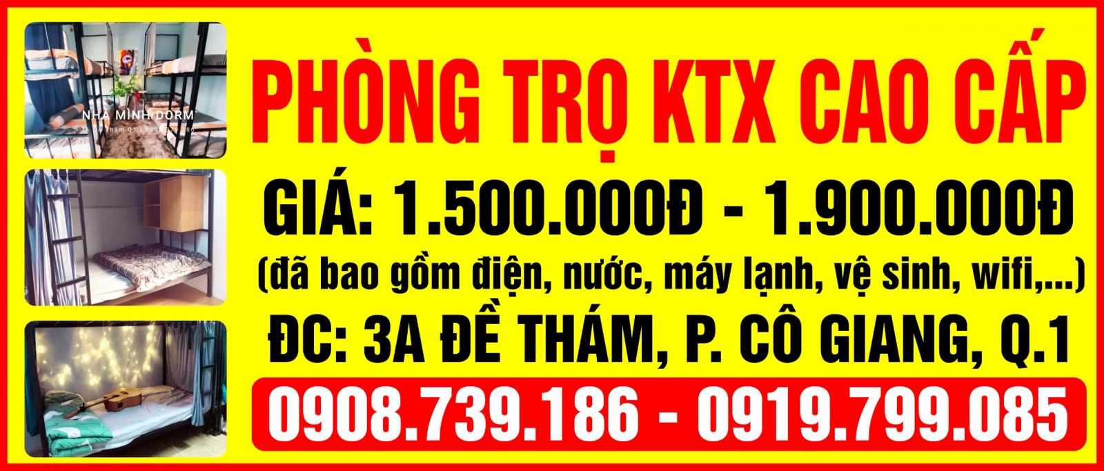 Phòng trọ KTX cao cấp ( Ở GHÉP)  giá chỉ 1tr5/người