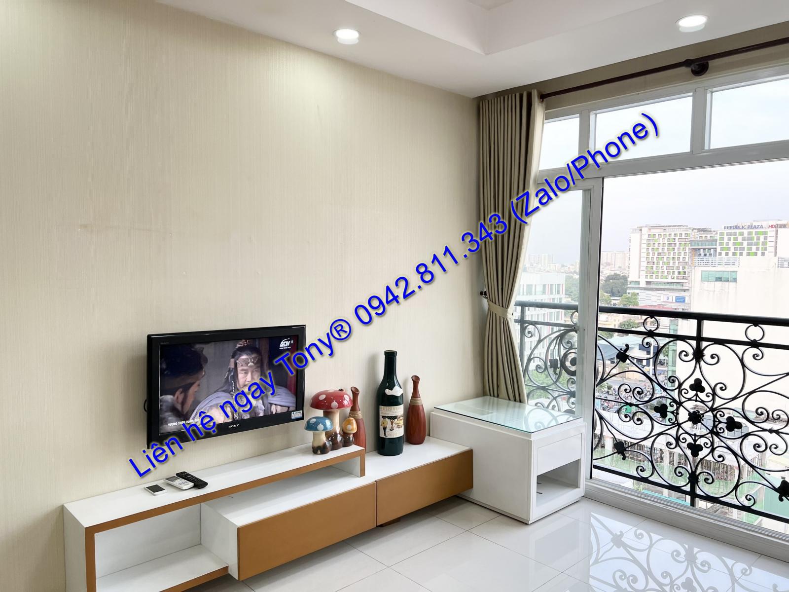 Cho thuê căn hộ Cộng Hòa Plaza 2 phòng ngủ/2WC tiện nghi đẹp #12 Triệu, tầng cao Tel 0942.811.343 Tony