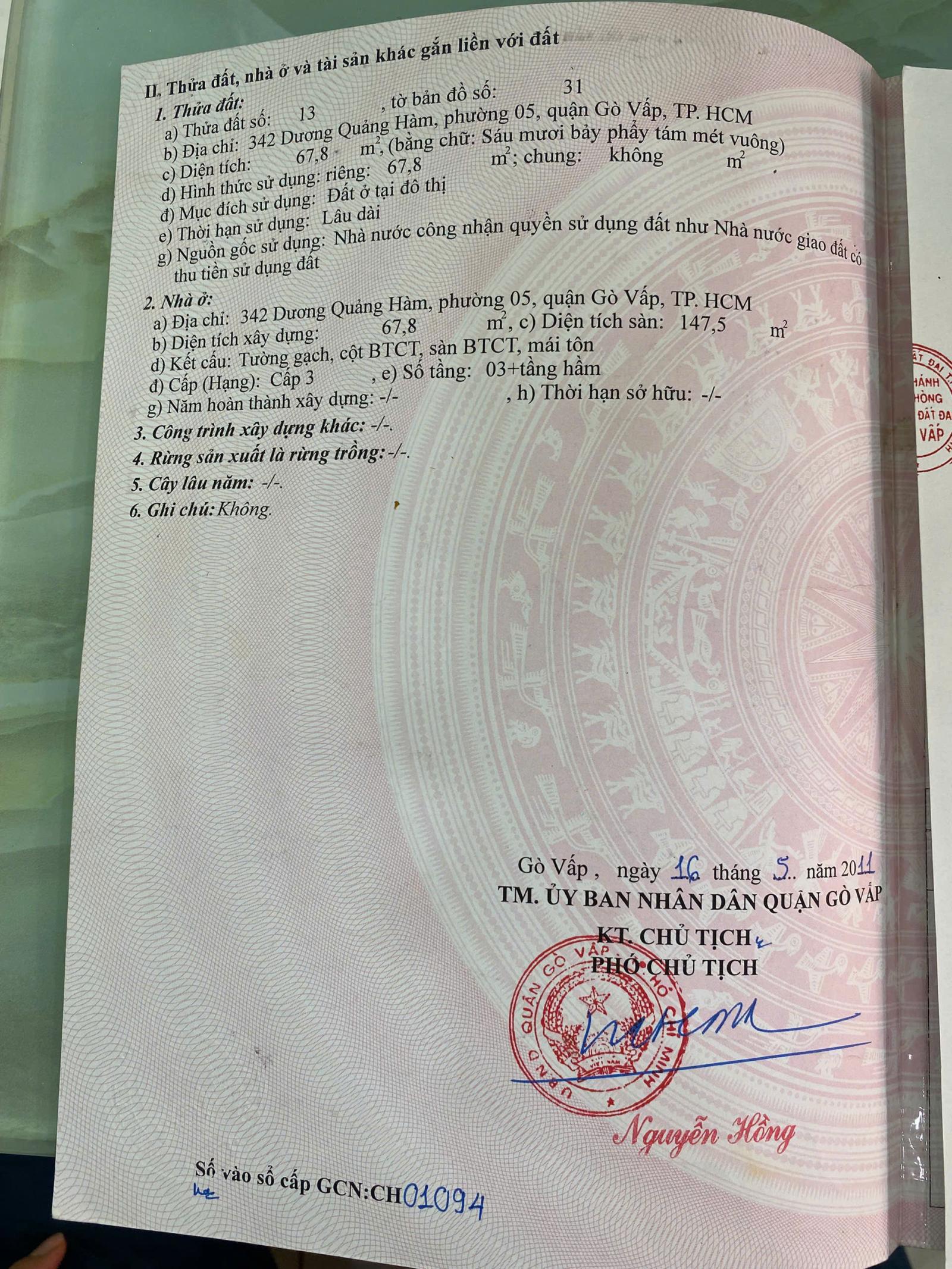 NHÀ 3 TẦNG, VỊ TRÍ MẶT TIỀN KINH DOANH SẦM UẤT BẬC NHẤT QUẬN GÒ VẤP. LH:0345678168.