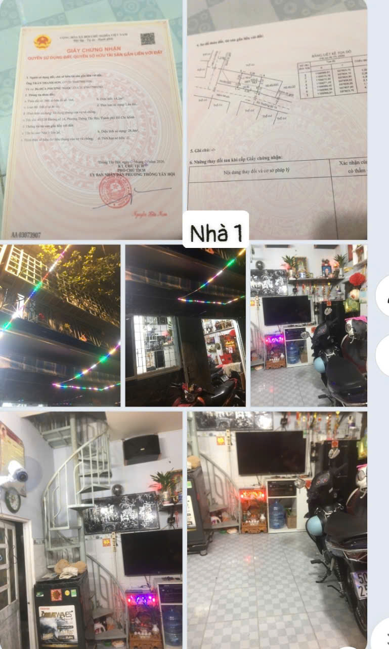 BÁN NHÀ F12 GÒ VẤP, DT 58M (1 TRỆT 1 LẦU SÂN THƯỢNG), SỔ HỒNG RIÊNG. 6,5 tỷ TL LH:0901754355