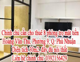 Chính chủ cần cho thuê 8 phòng trọ mặt tiền Hoàng Văn Thụ, Phường 9, Quận Phú Nhuận 2041241