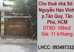 Cho thuê nhà Số 1 Nguyễn Háo Vĩnh, p.Tân Quý, Tân Phú, HCM, 11tr/th; 0934973324 2110793