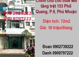 ⭐Chính chủ cho thuê MB tầng trệt 153 Phổ Quang, P.9, Phú Nhuận; 18tr/th; 0902739222 2110912